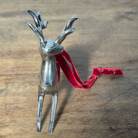 Pottery Barn Reindeer vintage Christmas tree ornament silver plated - Picture 4 of 10
